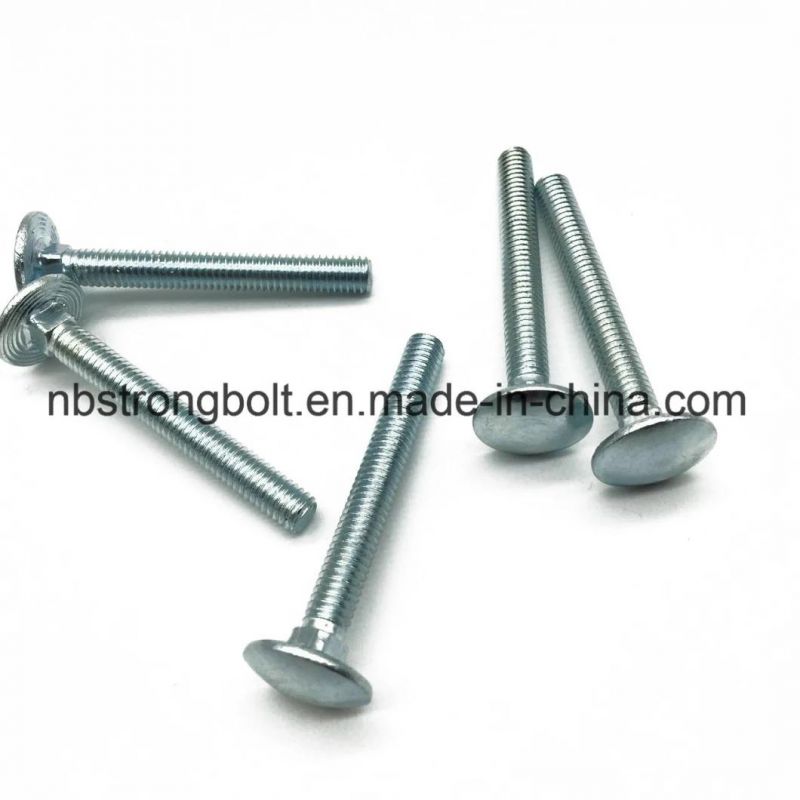 10% off Mushroom Head Square Neck Bolt DIN603 Gr. 4.8 with White Zinc Plated Cr3+