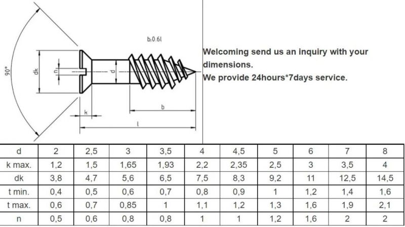 Fastener High Quality DIN97 H62 Brass Alloy Material Flat Head Wood Tapping Screw for Furniturer