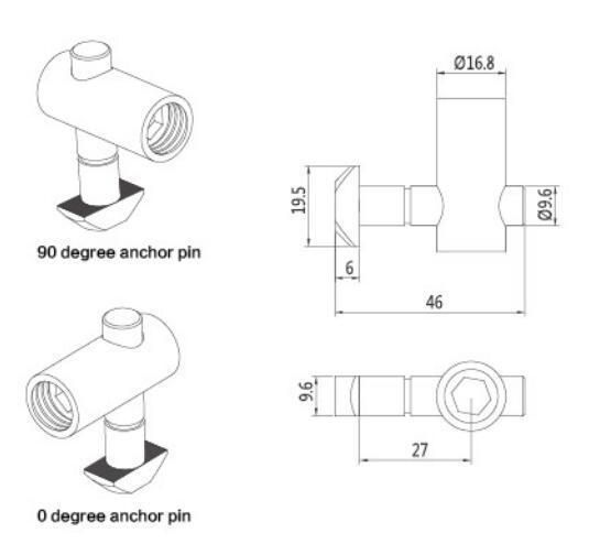 Aluminium Profile Accessories Anchor Pin Connector