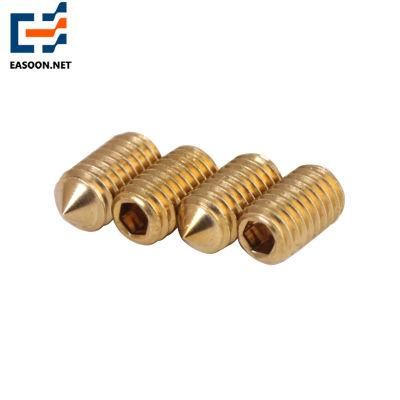 #6-32 #8-32 #10-32 Brass Cup Point Vented Grub Set Screw DIN915 Brass Set Screw with Cylinder Point Yellew