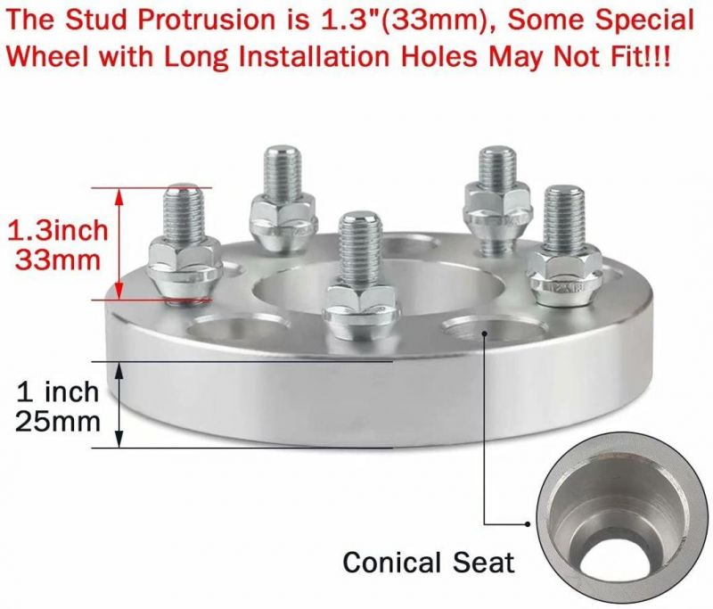 5X4.75 to 5X4.5 Wheel Spacers 1" with 74mm 12X1.5 Studs 2 Pack