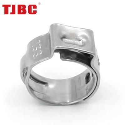 304ss Stainless Steel Pipe Tubing Clamp Single Ear Round Ring Safety Stepless Hydraulic Air Hose Clamp, Spring Hose Clips, 40.8-44.0mm