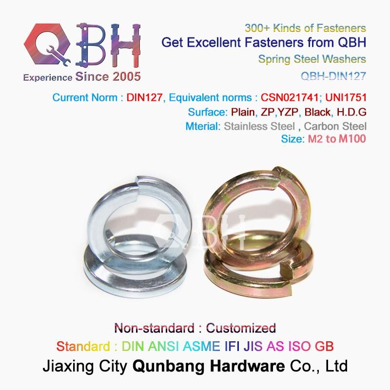 10%off Qbh DIN 127 a B High Quality Zp Yzp Black HDG Zinc Carbon Stainless Steel ASTM F436m Flat Plain / Spring Washer