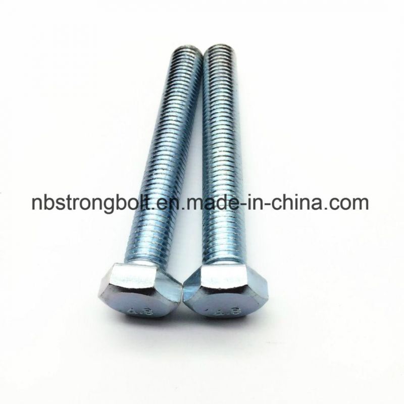 DIN933 Hex Bolt Cl. 4.8 with White Zinc Plated Cr3+ M14X100