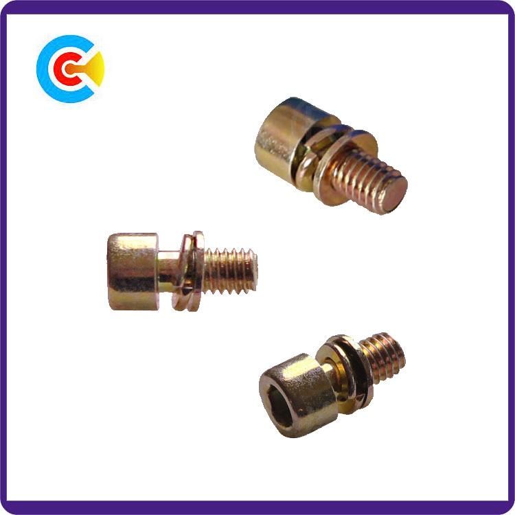 Multicoloured Zinc Carbon Steel/4.8/8.8/10.9 Hexagon Cheese Head Screw with Gasket/Washer