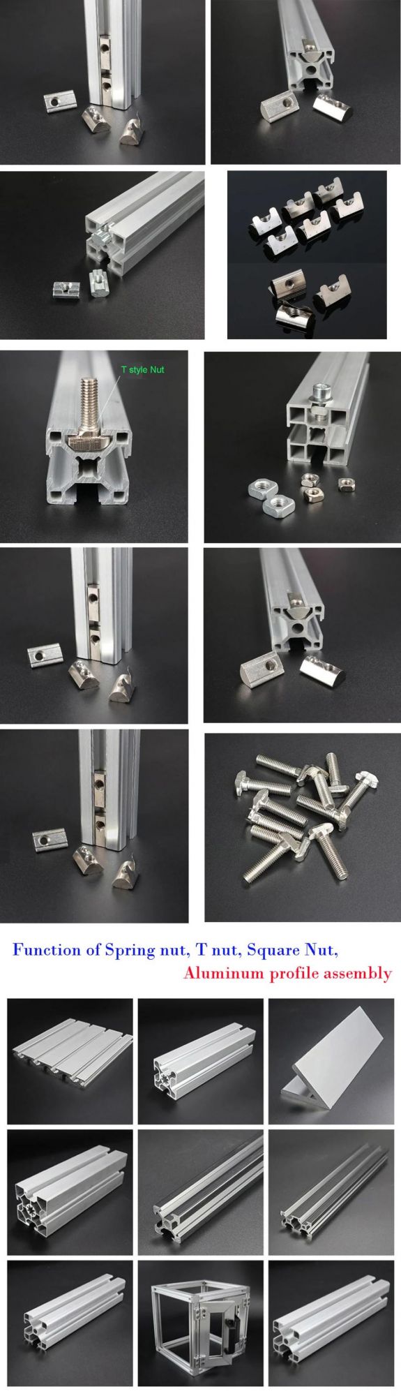Square Nut with Spring Leaf for Aluminum Profile T Nut Spring Nut
