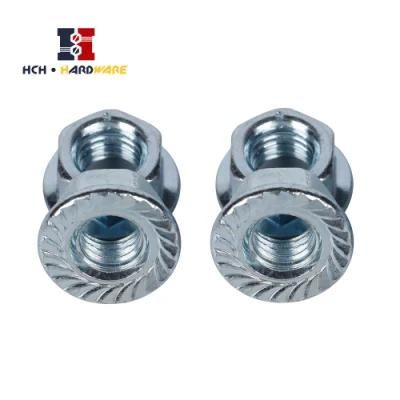 China Manufacturer Clear Zinc Case Hard Steel Serrated Flange Hex Nut