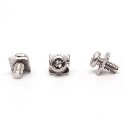 Steel Nickel Plated with Square Washer Cross Pan Head Half Thread Machine Dog Point Screw