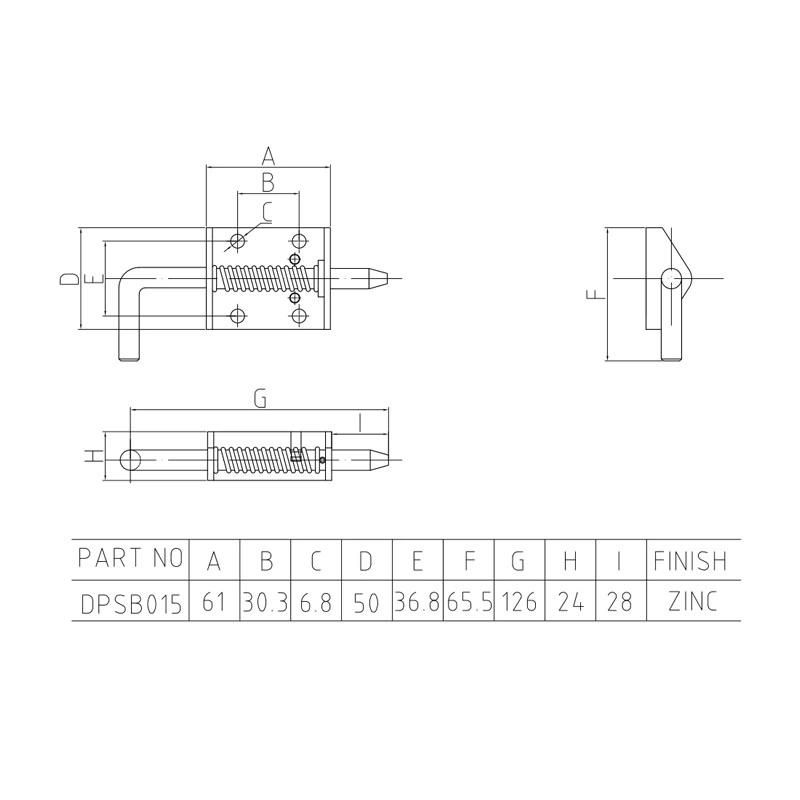 Spring Loaded Latch Shoot Bolt