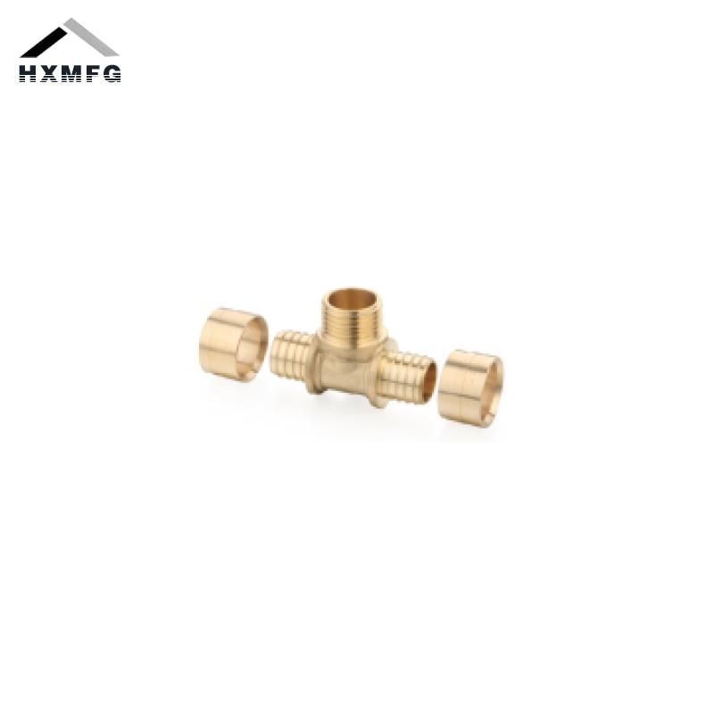3-Way Male Brass Sliding Fitting Tee for Pex Fitting