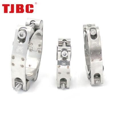 W5 316ss Stainless Steel Heavy Duty Hose Clip, Adjustable Double Bolts and Double Bands Super Pipe Clamp for Automotive, 250-260mm