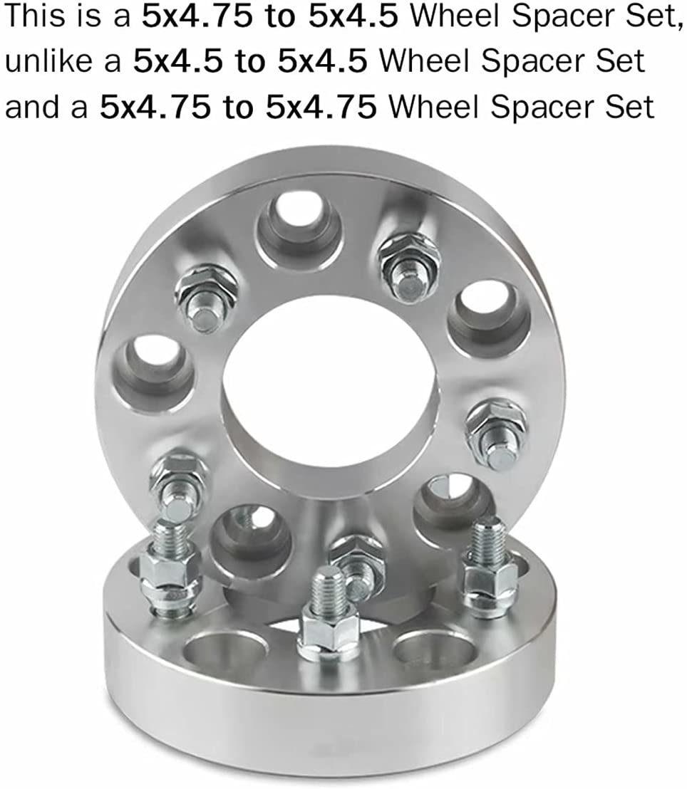 5X4.75 to 5X4.5 Wheel Spacers 1" with 74mm 12X1.5 Studs 2 Pack
