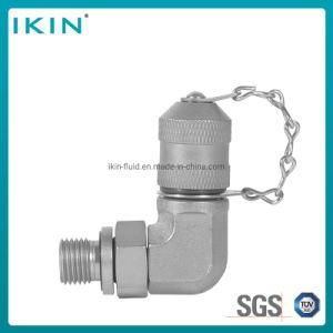 Ikin Stainless Steel 90&deg; Elbow Hydraulic Test Coupling with Tube Hydraulic Fluid Test Point Hydraulic Test Connector Hose Fitting