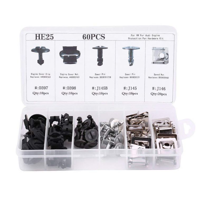 60PCS 5 Kinds Car Clip Kit Plastic Retainer Car Trim Clip Assortment 240PCS Push Type Clip Plastic Box