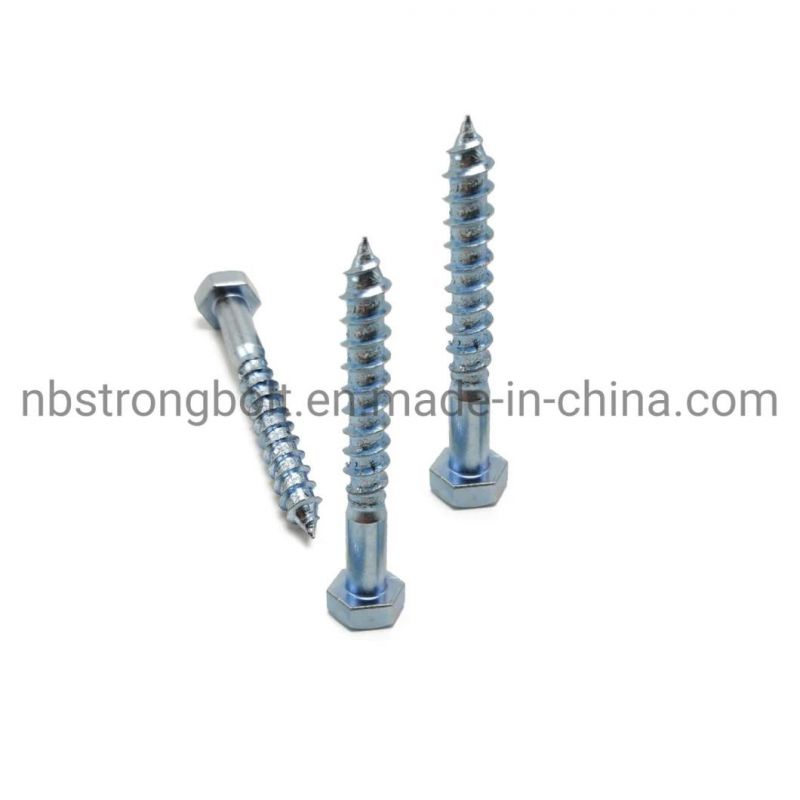 DIN571 Hex Head Lag Screw Hex Wood Screw M8X60 with Zinc Palted