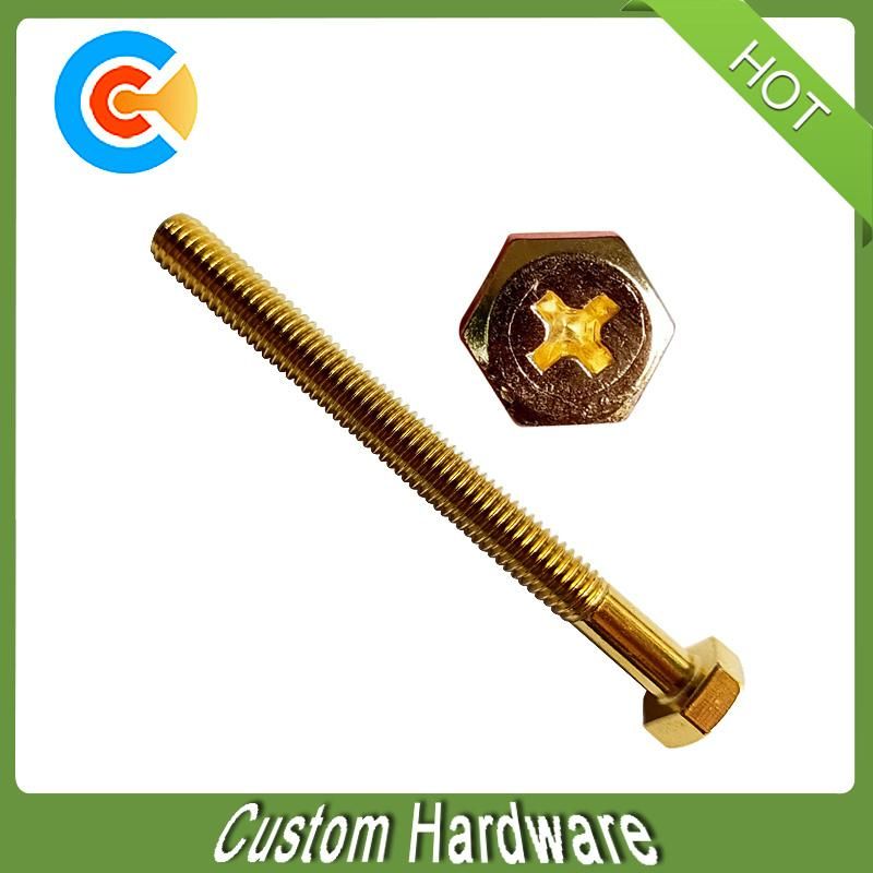 Carbon Steel Gold Plated Phillips Hex Washer Head Machine Screw