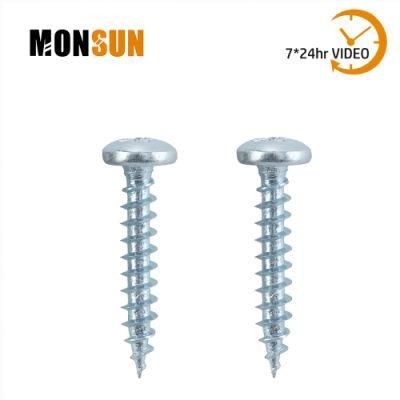 Blue Zinc Plating Carbon Steel Phillips Drive Cross Recess Pan Head Chipboard Screws for Metal on Wood Joints