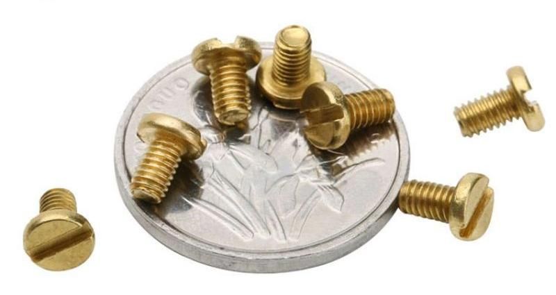 Mini Small Ultra Low Cap Head Machine Brass Slotted Screw