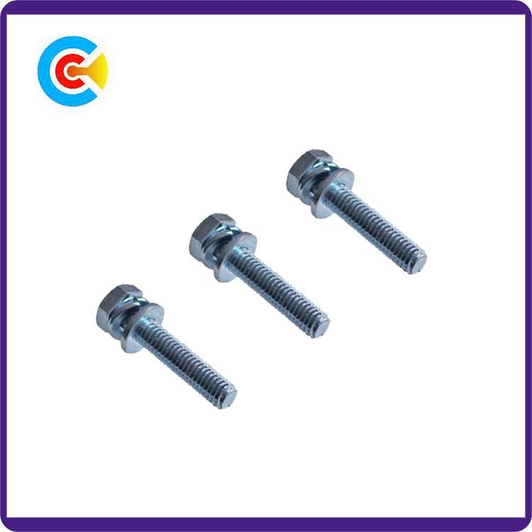 DIN/ANSI/BS/JIS Carbon-Steel/Stainless-Steel 4.8/8.8/10.9 Galvanized Cross Angle Combination Screws for Building/Railway