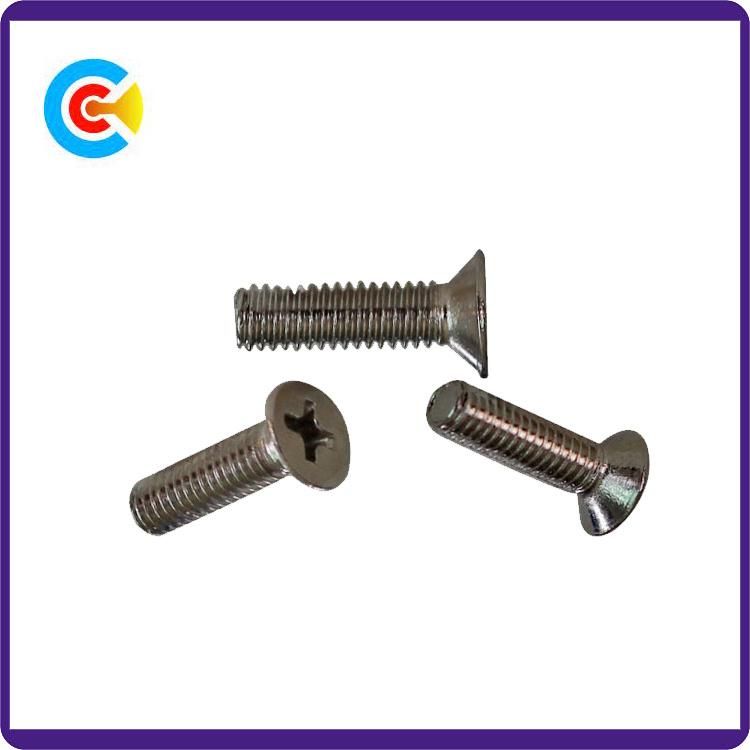 DIN/ANSI/BS/JIS Carbon-Steel/Stainless-Steel 4.8/8.8/10.9 Galvanized Cross Countersunk Head Screws for Building