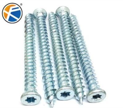 Blue White Color Zinc Plated Torx Drive Carbon Steel High-Low Thread Concrete Screw