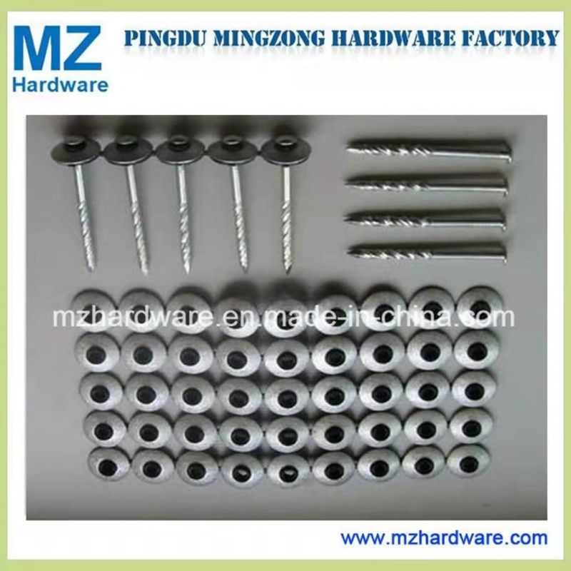 9g*2′ ′ Assembly Umbrella Head Roofing Nails with Cap and Washer Twisted Shank