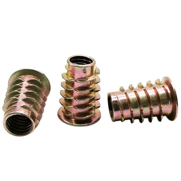 Flat Head Furniture Nut M4 M8 M10 Wood Threaded Inserts