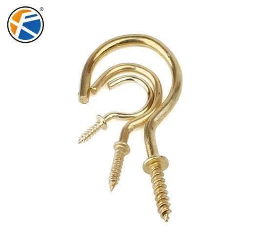 High Quality All Metal Copper Plated Cup Wall Hook Screw
