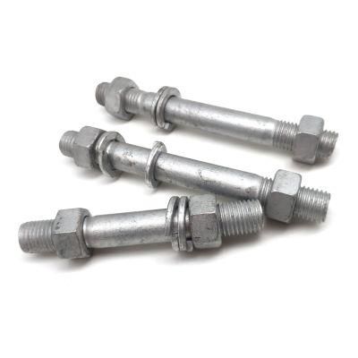 High Quality Grade 6.8 M42 Hot DIP Galvanized Electrical Double Ends Stud Bolt with Nuts and Washers