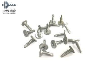 Size 4.2X19mm Modified Phillips Button Head White and Blue Zinc Plated Self Drilling Screws