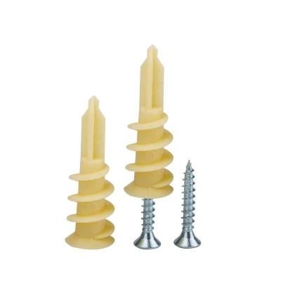 Nyplon PA66 Yellow Color Nylon Plastic Anchor with Cross Pan Head Self Tapping Screw