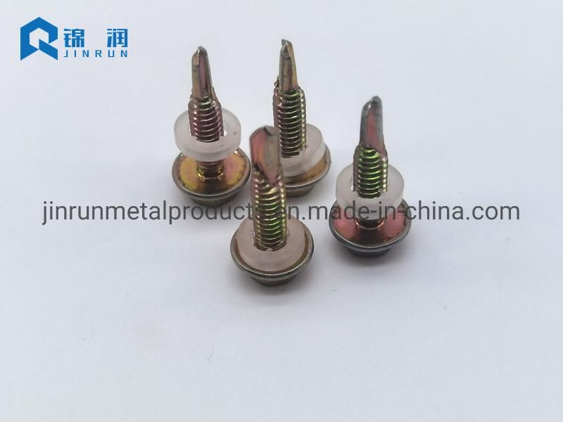 Hex Flange Head Self-Drilling Screw with Transparent PVC Washer