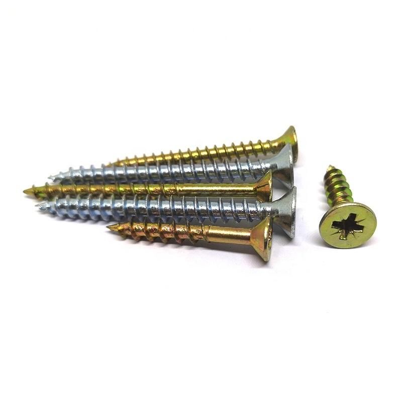 Angola Tanzania Colombia Market/Ot Sale Carbon Steel Chipboard Nail Yellow Zp Ecological Plate Nail Self Tapping Screw Factory Supply