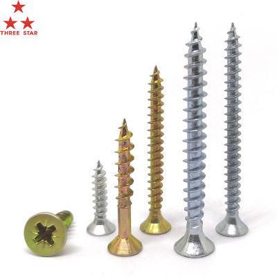 Congo Angola Zambia Market/Nice DIN 7505 Yellow Zinc Plated Double Flat Head Chipboard Screw with Pozi Drive