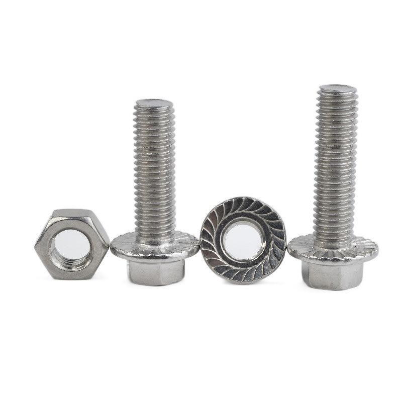 Customized Serrated Titanium Hexagon Flange Bolt M6 M10 M12 Stainless Steel Hex Flange Bolt