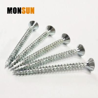 Countersunk Head W/Nibs Zinc Plated Cutting Point Type 17 Turbo Thread Wood Screw/Jet-in Screw Made in China