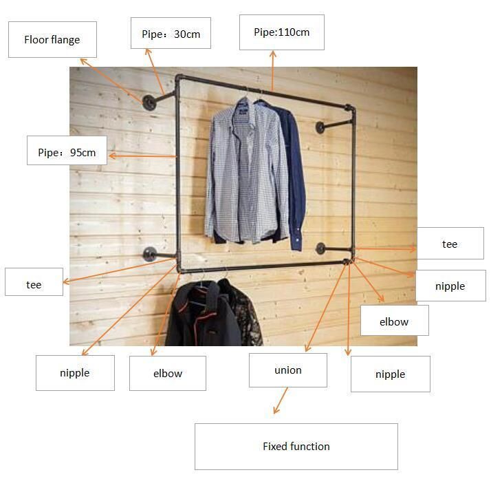 Malleable Iron Fittings of Threaded Black Floor Flange for DIY Pipe Clothing Rack
