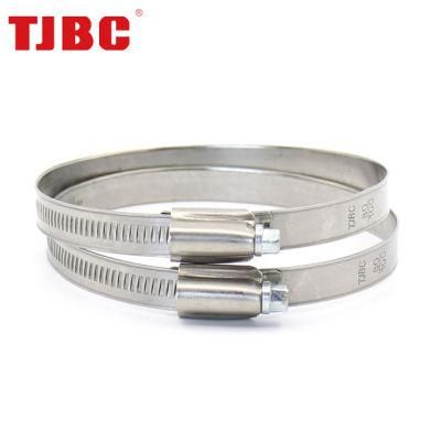 Galvanized Steel Worm Drive Adjustable Non-Perforation British Type Rubber Hose Clamp with Welded Housing, 64-76mm
