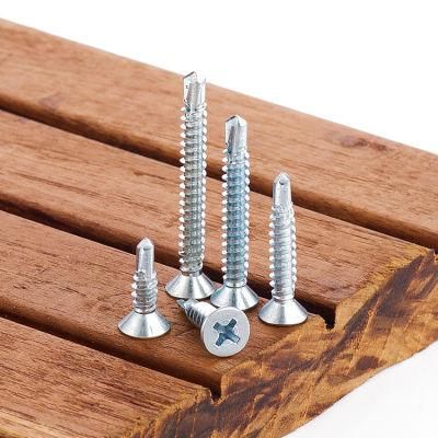 White Blue Zinc Plated Steel M3.5 M4.2 M4.8 Countersunk Head Csk Phillips Head Self Drilling Screw