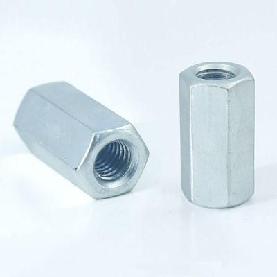 DIN6334 Long Hex Coupling Nut Long Nut Carbon Steel Zinc Plated Galvanized