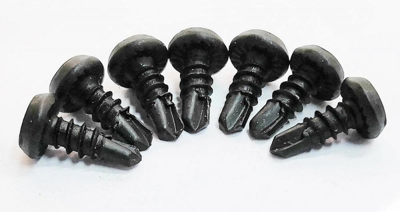 Blue Zinc/Black/Gray Phosphated Pan Framing with Serrations Self Drilling Screws