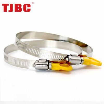 Stainless Steel Hose Clamp with Plastic Handle Key Adjustable Butterfly Hose Clamp for Water Drain Hose Garden Hose, Rubber Pipe, 46-70mm