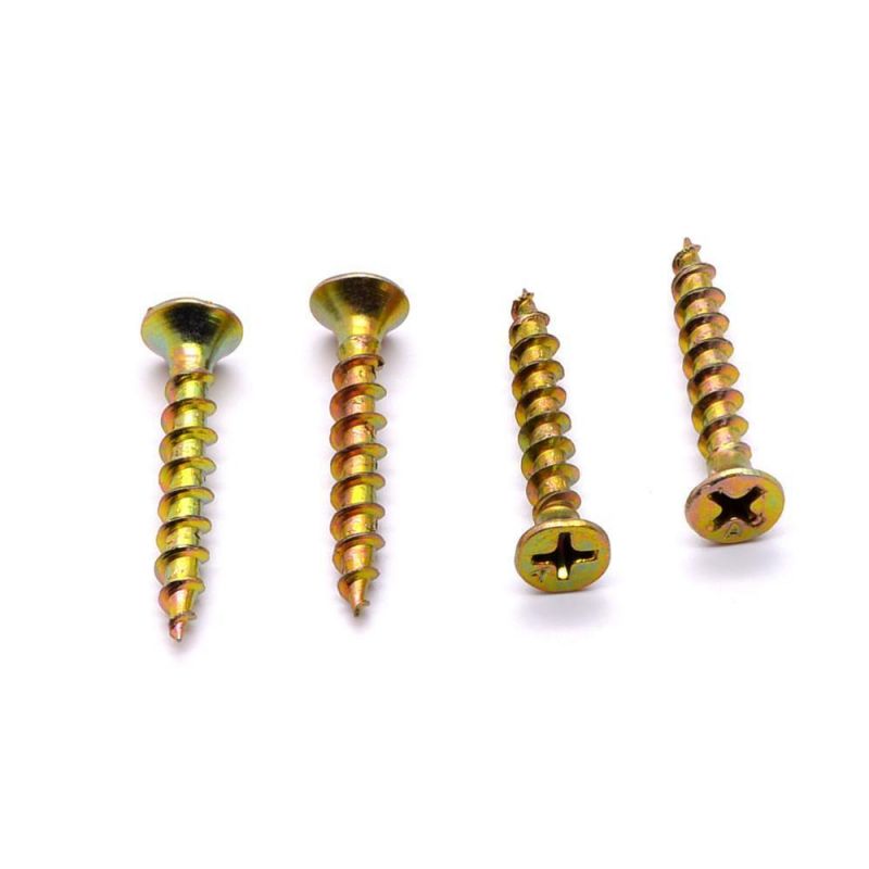 Angola Tanzania Colombia Market/Ot Sale Carbon Steel Chipboard Nail Yellow Zp Ecological Plate Nail Self Tapping Screw Factory Supply