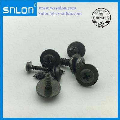 Cross Recessed Phillip Head Tapping Screw with Large Plain Washer Green Zinc