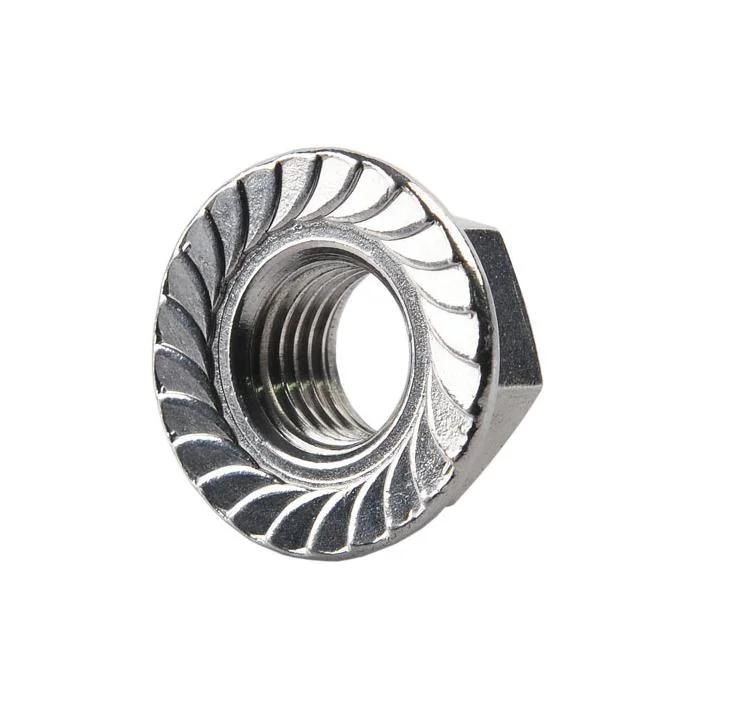 M3 M4 M5 M6 M8 M10 M12 High Quality Stainless Steel Hexagon Hex Head Serrated Spinlock Flange Nut Locknut Lock Nut Fasteners