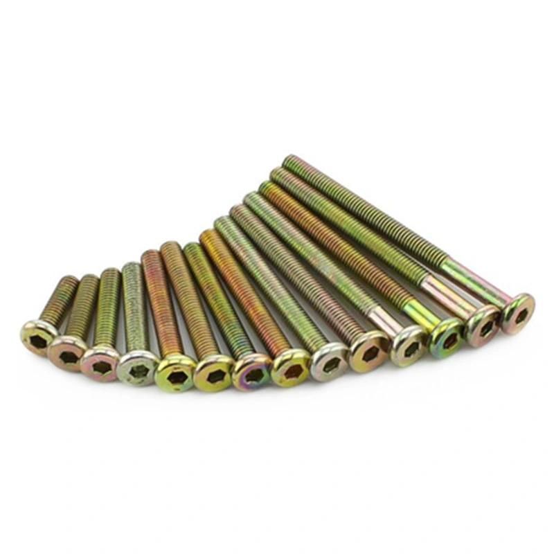 Color Zinc Plated Hex Socket Flat Head Furniture Screw