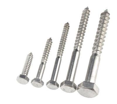 Coach Lag Screw Zinc Plated Full Thread Wood Screw DIN571 Hexagon Head Wood Screw
