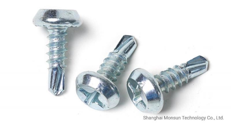 Black Phosphatd Finish / Zinc Plated Phillips Drive Pan Head Drilling Point Framing Screws with Serrations Under Head