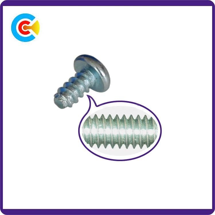 DIN/ANSI/BS/JIS Carbon-Steel/Stainless-Steel 4.8/8.8/10.9 Flat Tail Phillips/Cross Pan Head Self-Tapping Screws