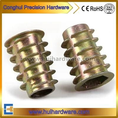 Color Zinc Plated Zinc Alloy Wood Insert Nut M6/M8/M10